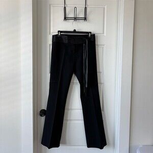 Sharagano Vintage y2k Dress Pants Womens M Black Y2K Bootcut Faux Leather Belt